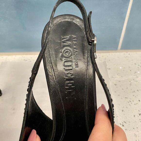 Alexander McQueen Crystal Embellished Slingback Sandals Heels Black 40 Showgirl - Picture 7 of 13